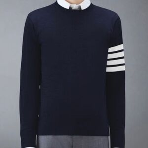 Thom Browne Black Marino Wool 4 Bar Sweater